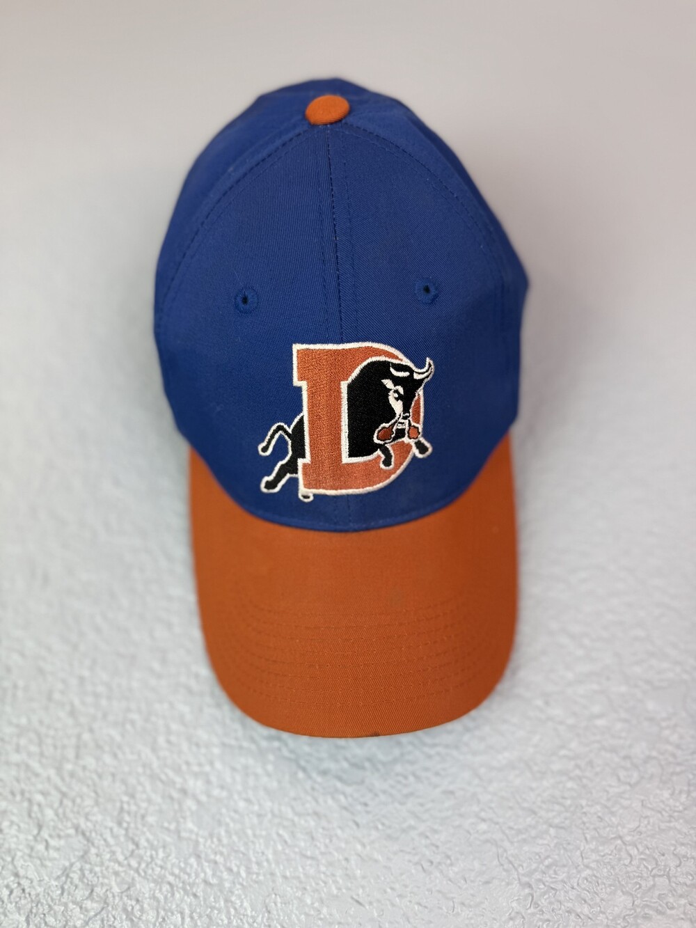 Vintage Durham Bulls Hat Cap Strap Back Blue Orange MILB Baseball Mens 90s